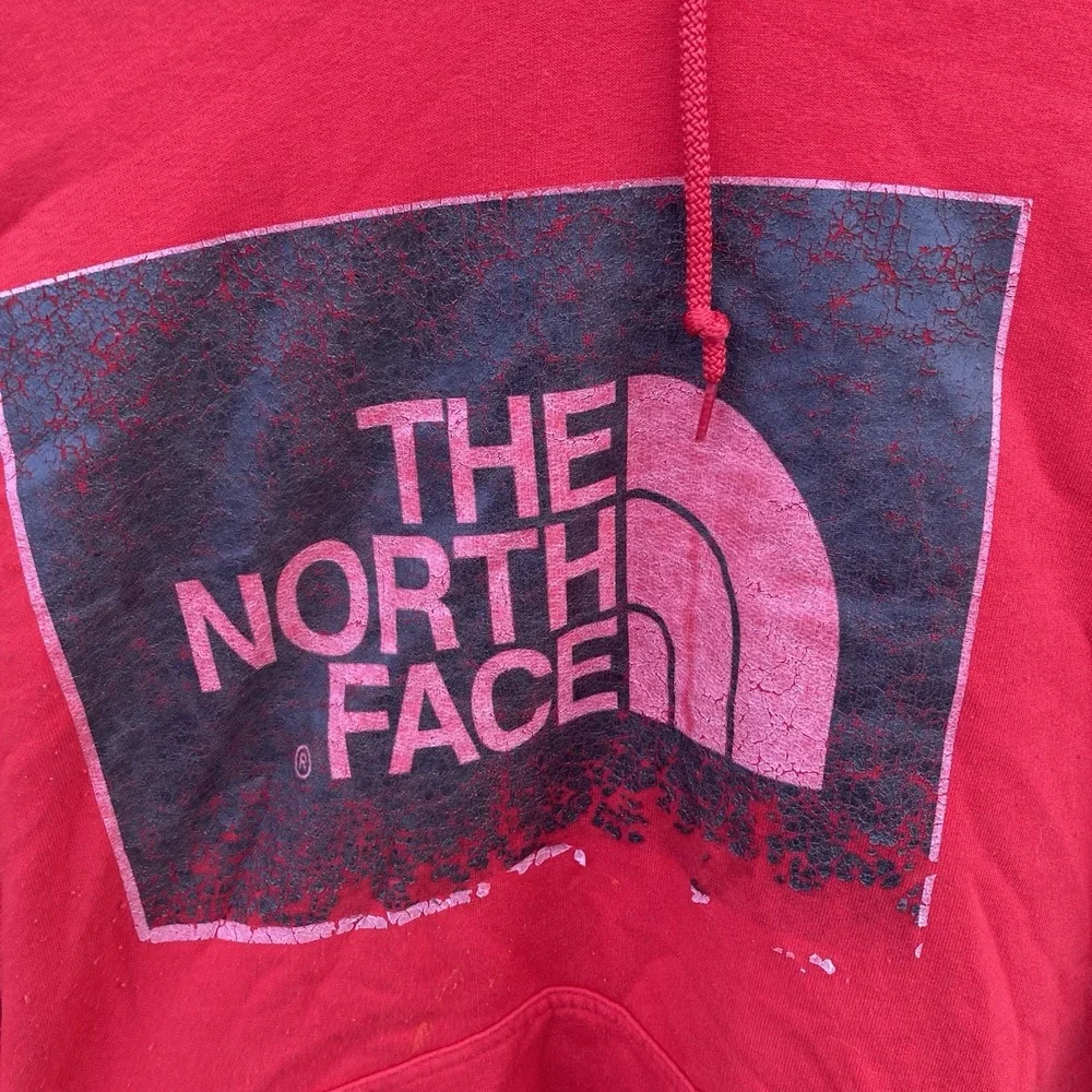 The North Face‎ Men's Small Red THRASHED Hoodie Pullover Paint Splatter Etc